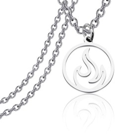 LQRI Fire Flame Jewelry Flame Gift Fire Flame Element Circle Pendant Necklace Hip Hop Necklace Gift For Women (N-Fire Flame)