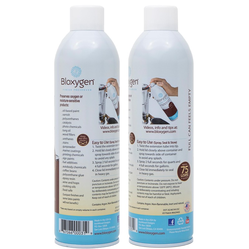 Bloxygen Preserver. Spray, Seal, and Store. 2 can Pack. Inert