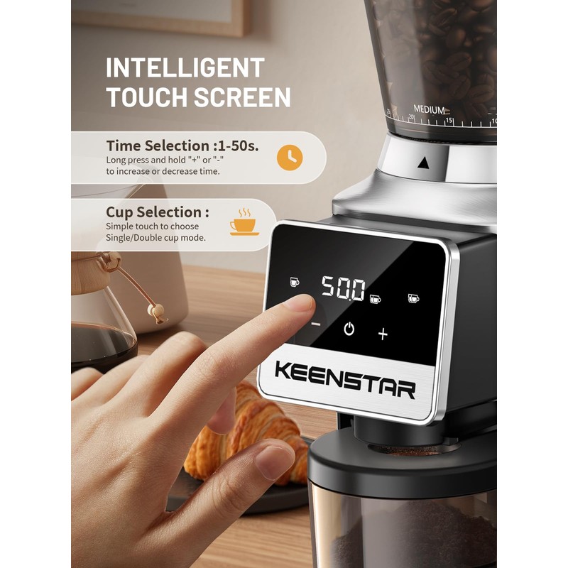 Keenstar Conical Burr Coffee Grinder, Coffee Bean Grinder with 34