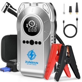 ZunDian 6000A Jump Starter 2025 Upgraded, Car Jump Starter with Air Compressor, 150PSI Portable Battery Pack (10.0L Gas/8.0L Diesel), 12V Battery Charger Car Jumper with Quick Charge, LED Light