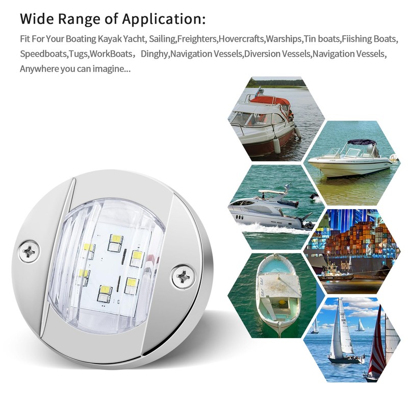 6 Pcs Marine Boat LED Cabin Deck Courtesy Light Stern