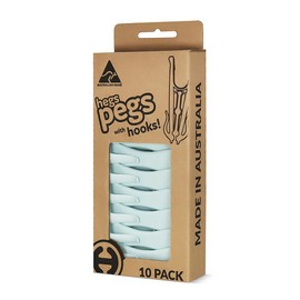 Hegs - The Smartest Heavy Duty Clothespins with Hooks (10 Pack) - Hang 3 Garments at Once with Our Tough, Dual Hooks Clothes Pins with Anti-Rust Spring - Colorful Clothespins (Pastel Blue)