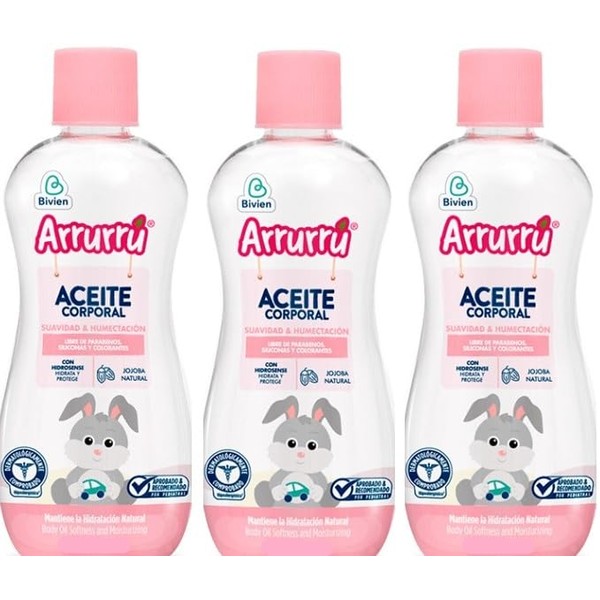 Aceite corporal Suavidad y Humectacion Arrurru. Set de 3 piezas