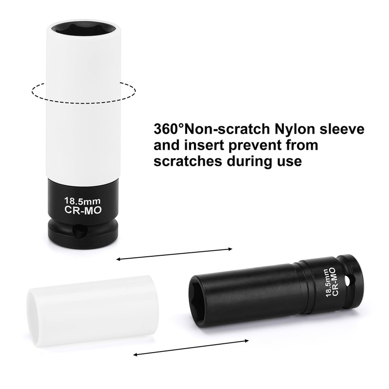 Mayouko 2 PCS 1/2-Inch Drive Wheel Socket Set, 6-Point,Thin Wall