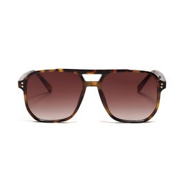 Retro Oversized Square Aviator Sunglasses for Women Men 70s Vintage Sun Glasses UV400(Leopard/Gradient Coffee)