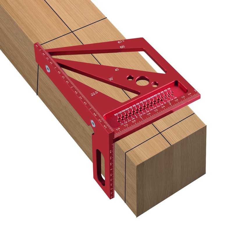 Upgrade Woodworking Measuring Ruler Metric/Inch 3D Multi-Angle Aluminum Alloy 22.5/30/45/60/67.5/90