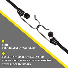 Set of 6 150 cm long elastic straps with hooks, transport straps, tarpaulin tensioner, luggage tensioner, expander pannier rack