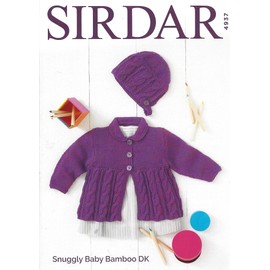 Sirdar Snuggly Baby Bamboo DK Knitting Pattern - 4937 Cardigan & Bonnet