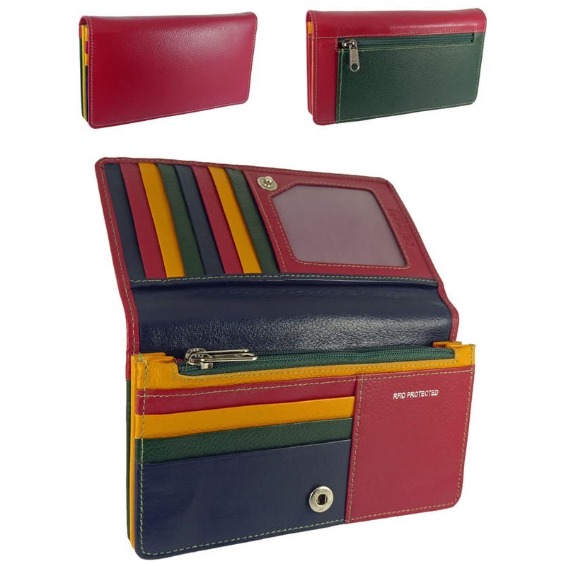 Hide and Sleek Ladies RFID Leather Flapover Matinee Organiser Purse