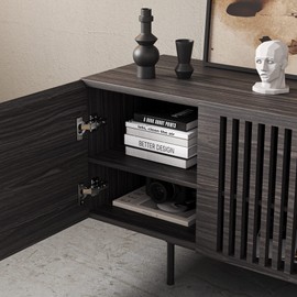 Modern Designs by Crafts and Comfort Napoli TV Stand for 55 to 65 Inch Television - Mid Century Entertainment and Console Center with Storage, Great for Living Room - Slate Gray