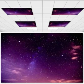 EcjoyHub 4 Pack Fluorescent Light Covers for Ceiling Lights Classroom, 4 x 2 FT Classroom Light Covers Magnetic Light Fixture Covers with 10 Magnets for Office Decor, Hospitals, Home (Starry Sky)