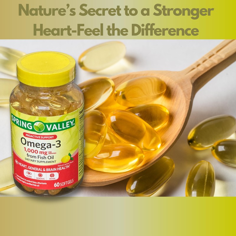 Omega 3 1000mg- Fish Oil 60 softgels (Pack of 1)