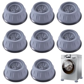 Washing Machine Foot Pads, Non-Slip Vibration Damper, Pack of 8 Vibration Dampers, Non-Slip and Noise-Reducing Will, Washing Machine Feet Pad for Dryer, Refrigerator, Tables, Grey