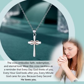 PINKDODO Cross Necklace Christian Gifts for Women 1st First Communion Confirmation Easter Gifts for Girls Adult