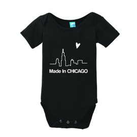 Made in Chicago Printed Baby Romper Black 3-6 Month