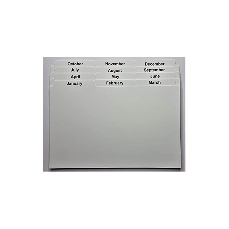 January-December Monthly Jan-Dec Index Cards 8x5 6x4 5x3 January to