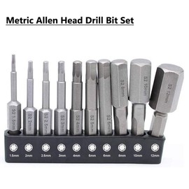 Gasea 20pcs Hex Head Allen Wrench Drill Bit Set 2.3" Long 1/4" Shank Quick Release Magnetic Screwdriver Bits Set (10pc Metric + 10pc SAE)