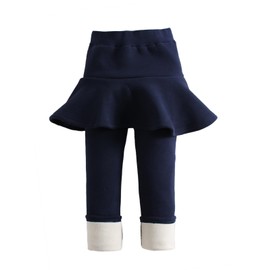 LOLANTA Leggings con Forro Polar para niñas con Falda, Pantalones cálidos de Nieve de Invierno para niños sin pies (Azul Azul Marino, 6-8 Años)