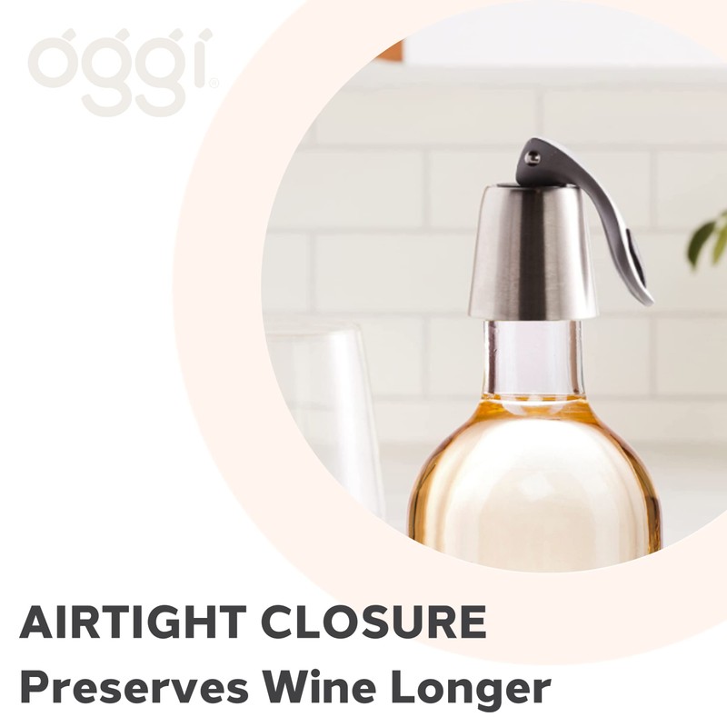 OGGI Bottle Stopper Set of 2 - Stainless Steel Wine