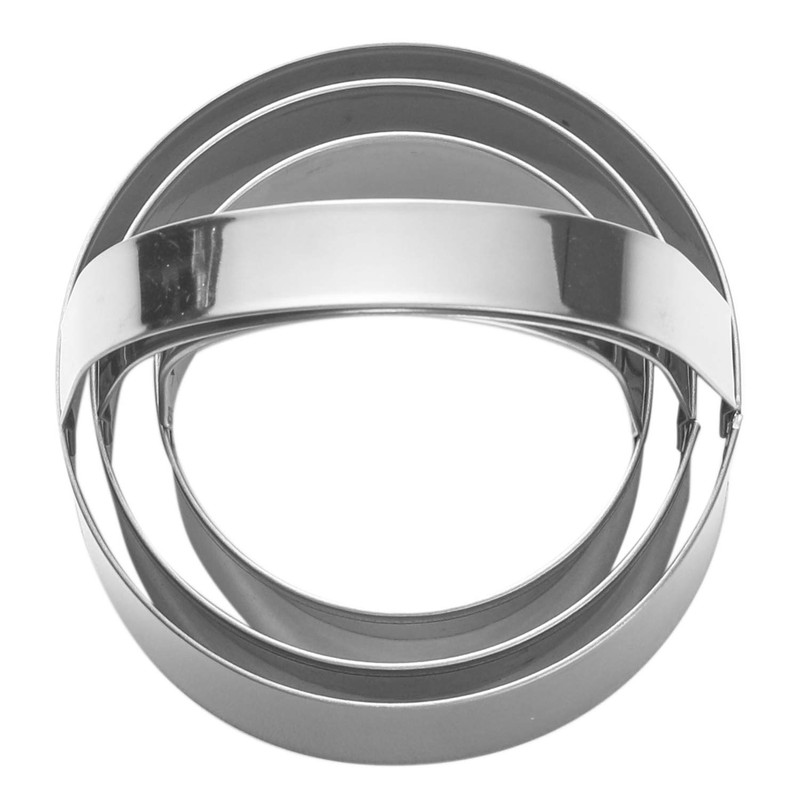 Maykito 3 Pieces Round Biscuit Cutter with Handle - Stainless