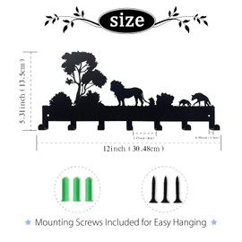 Metal Key Holder, Wall Mounted Key Hooks, Key Holder for Wall, Key Organizer Rack with 7 Hooks, Key Hanger Decor for Kitchen, Entryway, Hallway, Bedroom, Doorway (Lion 12IN)