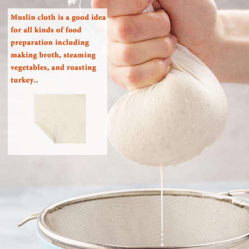 Amabro 6 Pcs Muslin Straining Cloths, Cotton Filter Cloth Reusable