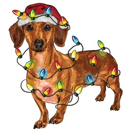 Christmas Dog 4 Inch Waterproof Decal Sticker Merry Christmas Xmas Wiener Dachshund Winter Elf Reindeer Santa Saint Nick Snow Wreath Gift CS1511-2PK