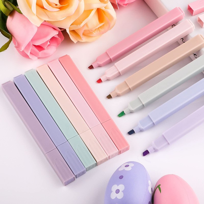 Pastel Highlighter Pen, Pack of 12, Pastel Assorted Colours, Aesthetic