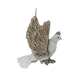 The Bridge Collection Gold Glitter Wing Dove Ornament - Elegant Peace Dove Christmas Tree Ornaments - White Christmas - White Bird Ornament