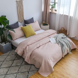 KASENTEX Coverlet Quilt Set-Pre Washed-Luxury Microfiber Soft Warm Bedding-Solid Colors Bedspread-Contemporary Floral Design (Blush Pink Floral, Queen + 2 Shams)