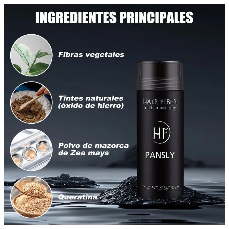 Polvo De Fibra Capilar Negro Cubre Raíz De Cabello Calvicie