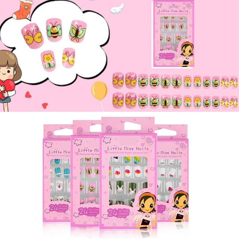 4 Boxes Nail Polish Stickers Different Cartoon Patterns Full Wrap