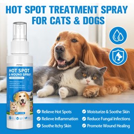 IPOTAO Hot Spot Treatment for Dogs Cats, 4.06Fl Oz, Anti Itch Spray for Dogs, Relive Scratching, Rashes, Sores, Itchy Skin, Gentle & Safe for Pets, 120ml