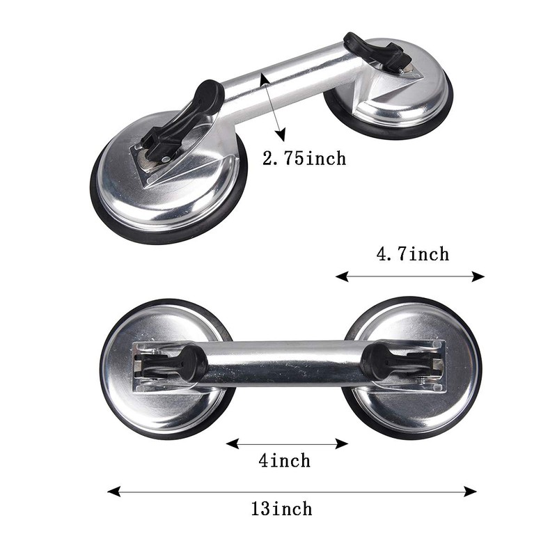 SOLUDE 2 Pack Glass Suction Cup,Aluminium Heavy Duty Vacuum Lifter