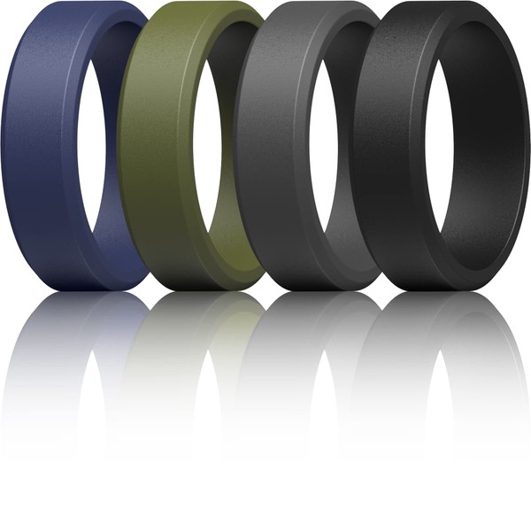 ThunderFit Silicone Wedding Rings Unisex, Beveled Rubber Engagement Bands -
