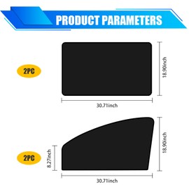 QODOLSI 4 Pack Car Side Window Shading Board for Blocking UV Ray, 30.7In x 18.8In Waterproof Privacy Sunscreen Heat Insulated Curtains, Universal Foldable Automotive Blackout Panels (Black)
