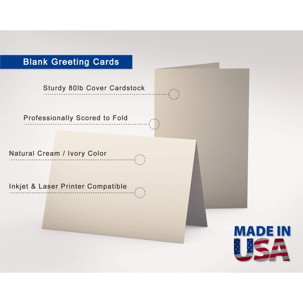 Desktop Publishing Supplies Heavyweight Small Blank Cream/Natural/Off-white Greeting Card Sets - 20 Cards & Envelopes - Note Card/Thank You Card Size with A1 Envelopes