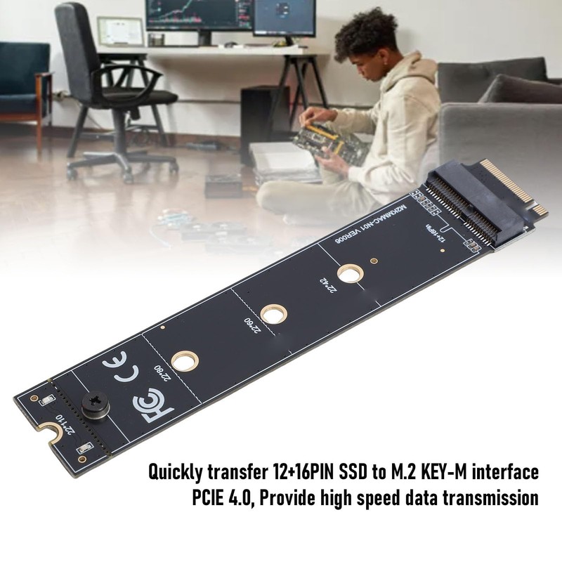 Yunseity 12 16 Pin SSD to M.2 Key M Adapter
