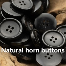 11Pcs Real Horn Buttons Set for Men Women's Blazer and Suit, 20mm Genuine Buffalo Buttons for Sport Jacket Coat Uniforms Sweaters (Black)