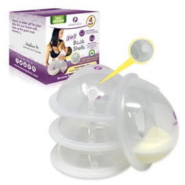 Mommyz Love Breast Shells & Milk Catcher for Breastfeeding New Model with Plugs - Breast Milk Catcher to Relieve Cracked Sore & Engorged Nipples - Breast Shells Milk Collector for Leaking Milk 4 Pack