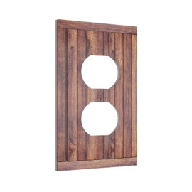 CZRPKEN Decorative Outlet Covers with Wood Texture Rustic Vertical Planks Brown Design 1 Gang Duplex Light Switch Cover Plate Unique Wall Plates Switchplate Cover Vintage Aesthetic Kitchen/Bedroom