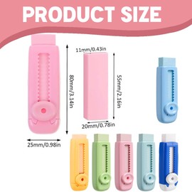 XURJUMI Erasers for Children Pack of 6 Erasers Retractable Eraser Stationery Eraser Kids Party Bag Push Pull Rubber Eraser for Children School Office Supplies Stationery