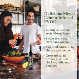 M.G. PAPPAS High Polyphenol Rich Meyer Lemon Olive Oil - Extra Virgin Olive Oil Polyphenol over 500mg/kg - Cold Pressed & Unfiltered - High Hydroxytyrosol Greek Olive Oil - Award Winning 12.7 Oz