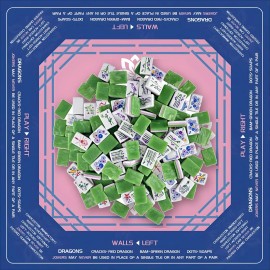 American Mahjong Set 160 Marble Acrylic Tiles Navy Pink Peacock Non-Slip Playmat for 4 Player Club Game Night Ready ShipColor: Navy Pink Peacock Mat