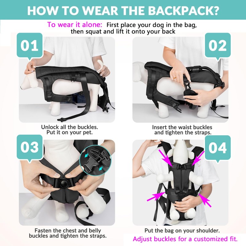 Lukovee Dog Backpack Carrier, Legs Out Easy-fit Dog Front Carrier