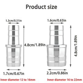 Hachera Pack of 2 Stainless Steel Hose Adapter, Aquarium Water Pipe Connector, Accessories Water Filter for Aquarium, Hose Connectors (12 to 16 mm Stainless Steel with Variable Diameter)