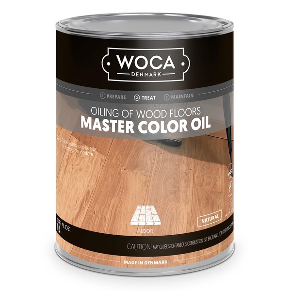 WOCA Denmark – Master Color Oil – Plant Based Oil Penetrating Stain and Finish for Wood Furniture, Floors, Trim and Cabinets– 1L – Natural