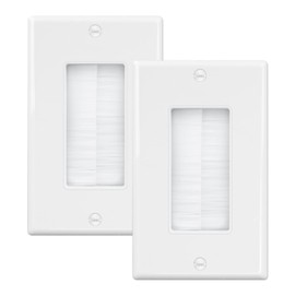 iwillink Brush Wall Plate (2 Pack), Cable Pass Through Plate, White