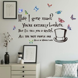 Have I Gone Mad Wall Sticker, Quote Bible Sign Saying Butterfly Art Vinyl Wall Decal, LINYAPRY Inspirational Lettering Home Decor for Bedroom Living Room Office (Butterfly3)