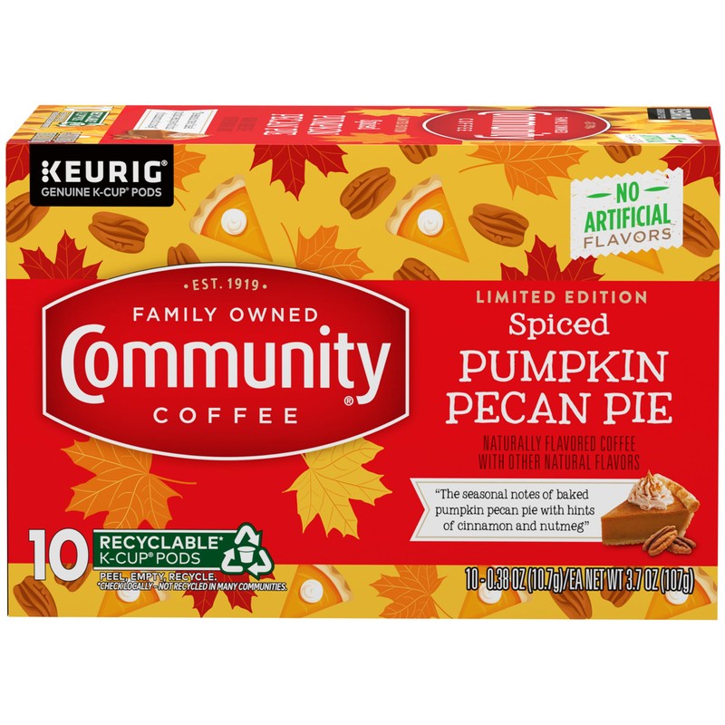 Community Coffee Spiced Pumpkin Pecan Pie Flavored Keurig Coffee Pods,